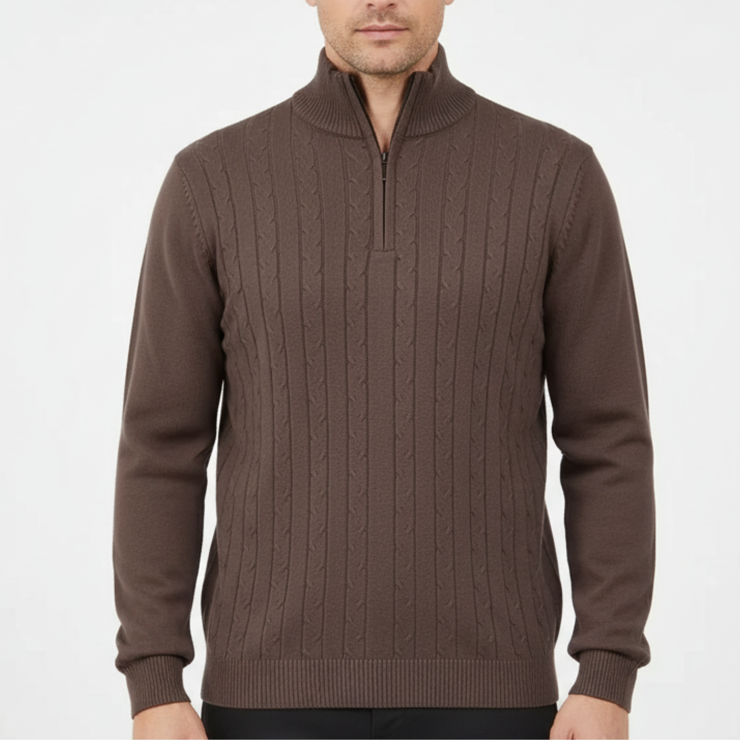 ÉTIENNE | Half-Zip Cable Knit Sweater