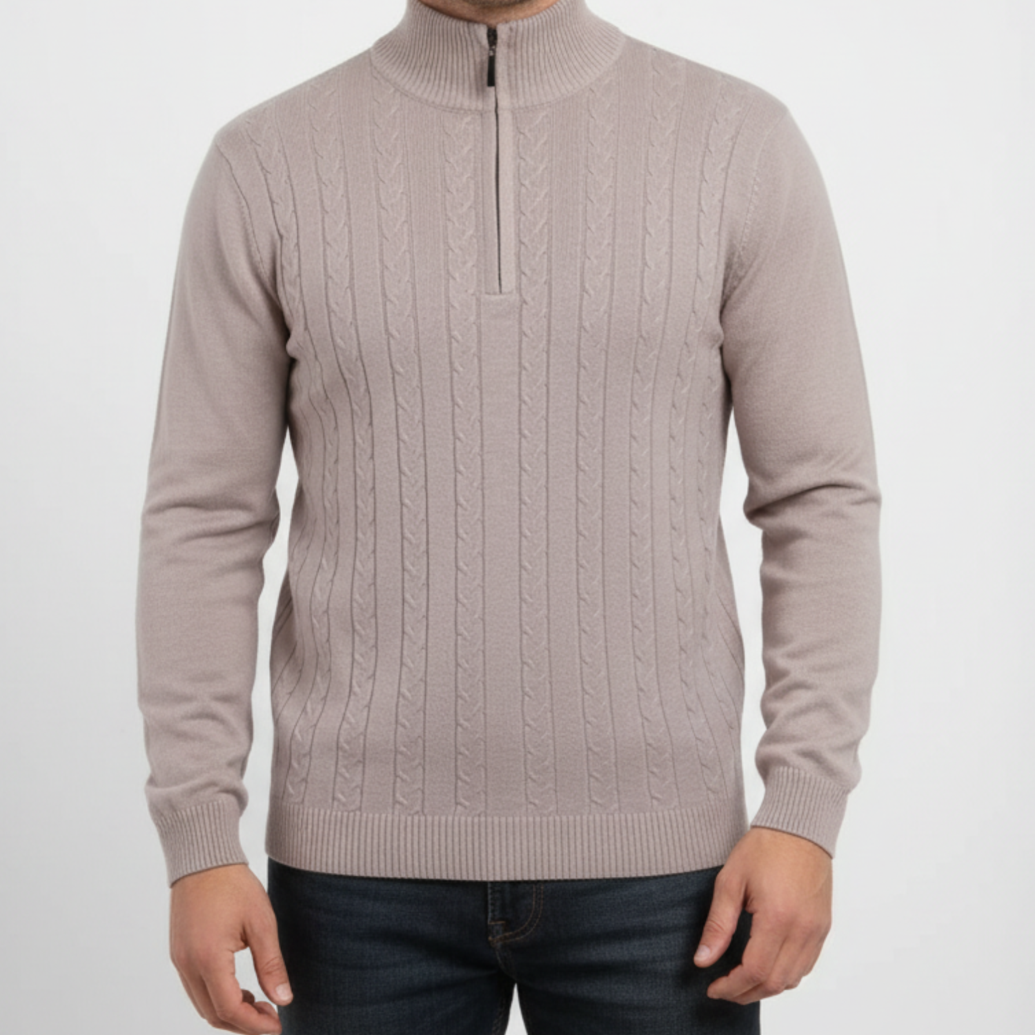 ÉTIENNE | Half-Zip Cable Knit Sweater