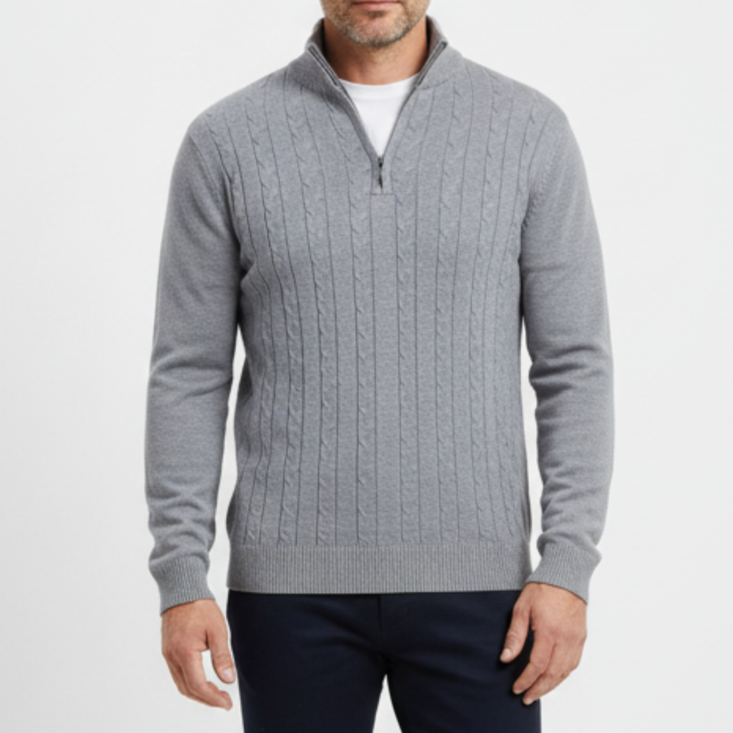 ÉTIENNE | Half-Zip Cable Knit Sweater