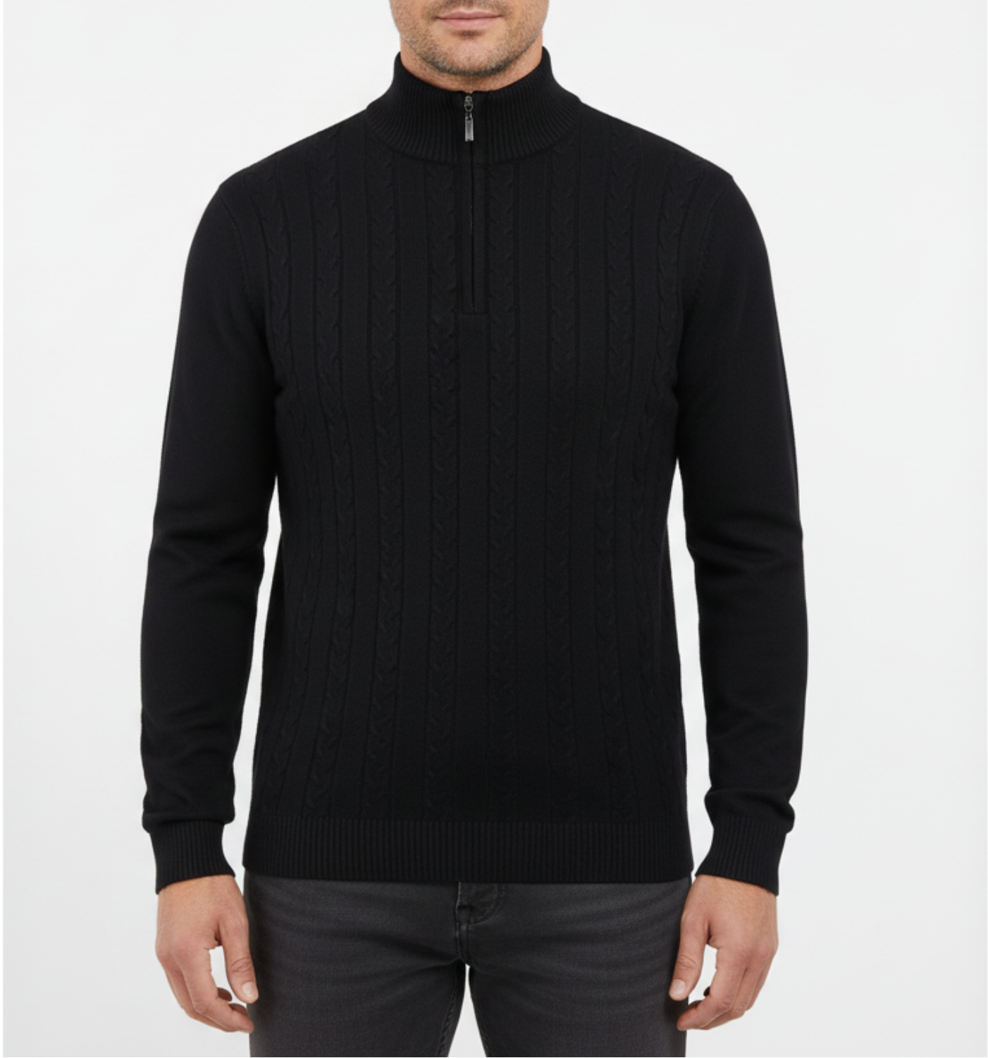 ÉTIENNE | Half-Zip Cable Knit Sweater