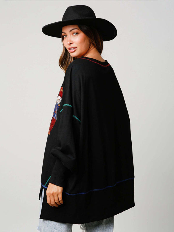 Sequin Embellished Nutcracker Graphic Sweatshirt