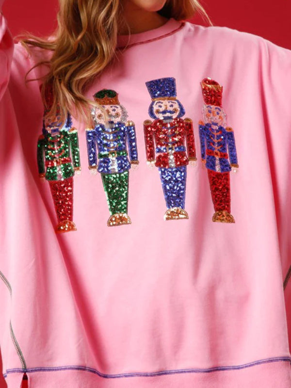 Sequin Embellished Nutcracker Graphic Sweatshirt