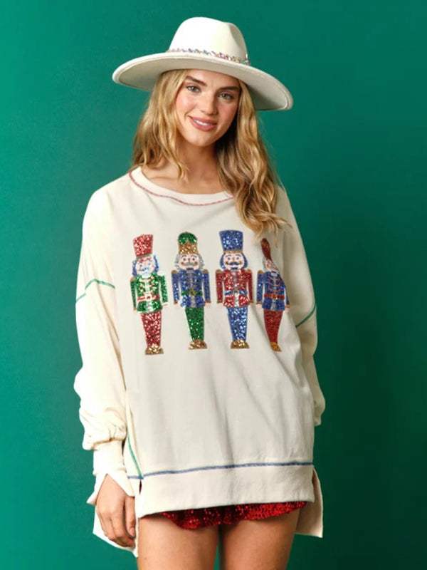Sequin Embellished Nutcracker Graphic Sweatshirt